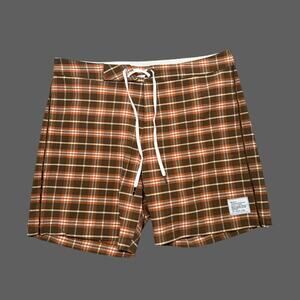 RVCA Daytrip Bombay Brown Plaid Board Shorts Mens Size 34
